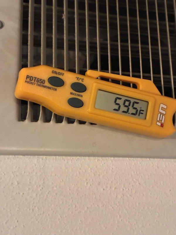 Performed tune-up service on MAGICPAK unit that was not running properly. Inspected and replaced dirty air filter at return air vent, which was restricting airflow. Verified supply air temperature at 59.5°F and confirmed unit is now operating within normal parameters.