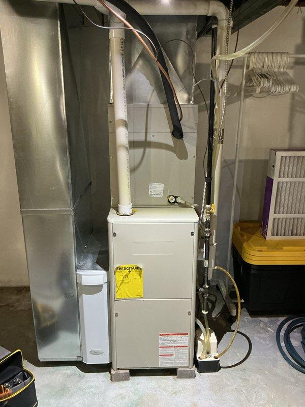 Completed comprehensive air conditioning tune-up on residential Westinghouse cooling system. Performed standard maintenance procedures including inspection of indoor furnace unit, outdoor condenser unit, refrigerant lines, electrical connections, and air filtration system. All components found operating within normal parameters with no deficiencies noted.