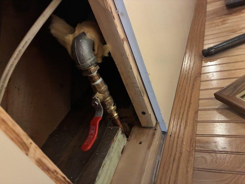 Responded to service call for leaking outdoor hose bib. Upon inspection, confirmed the exterior spigot mounted on the building's foundation was compromised due to internal rust buildup causing water seepage. Accessed the supply line from the interior crawl space and installed a new quarter-turn ball valve with red handle for improved shut-off control. Replaced the exterior hose bib with new chrome fixture, ensuring proper seal against the vinyl siding to prevent future leaks.