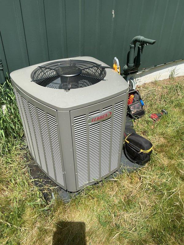 Completed comprehensive cooling system maintenance on Lennox outdoor condensing unit as part of prepaid membership service. Performed standard tune-up procedures including refrigerant pressure checks using manifold gauge set, electrical component inspection, and condenser coil cleaning. Unit operating within normal parameters upon completion of service visit.