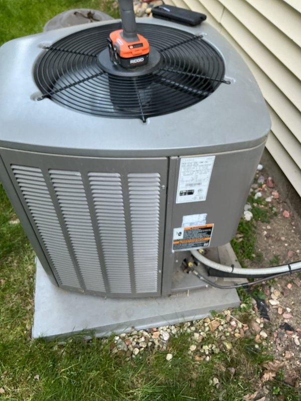 Responded to callback for distressing noise originating from condenser unit following recent tune-up service. Upon arrival, performed thorough inspection of outdoor condenser assembly, examining fan motor, blades, and mounting hardware for loose components or mechanical interference. Verified proper operation of condenser fan and checked for debris within grille assembly that could cause abnormal sounds during operation.