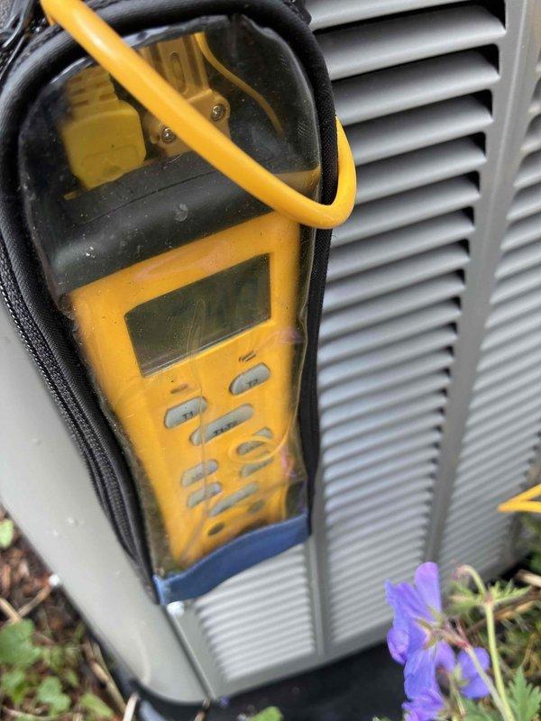 Responded to no cooling complaint on residential air conditioning system under warranty. Upon arrival, performed diagnostic testing using digital multimeter and refrigerant pressure analysis with manifold gauge set. System evaluation revealed operational issue that was resolved during service call. Unit tested and confirmed returning to normal cooling operation before departure.