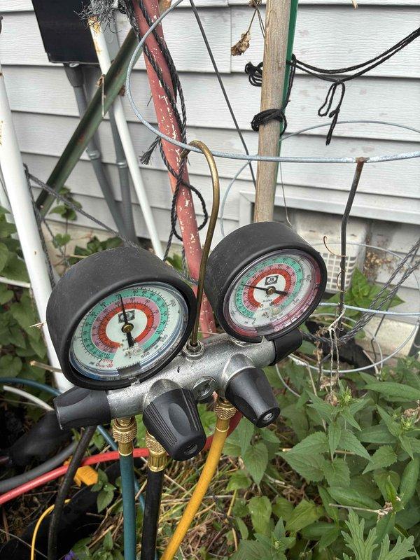 Responded to no cooling complaint on residential air conditioning system under warranty. Upon arrival, performed diagnostic testing using digital multimeter and refrigerant pressure analysis with manifold gauge set. System evaluation revealed operational issue that was resolved during service call. Unit tested and confirmed returning to normal cooling operation before departure.