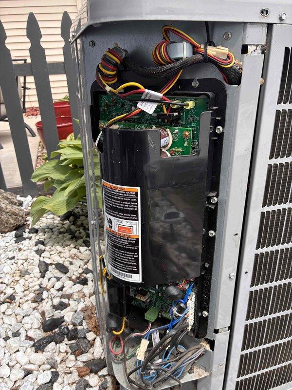 Completed routine cooling system maintenance visit as part of recurring membership agreement. Performed comprehensive inspection of outdoor condensing unit, verified electrical components and circuit boards functioning properly, checked capacitor condition, and documented system temperatures with digital thermometer showing normal operating parameters.