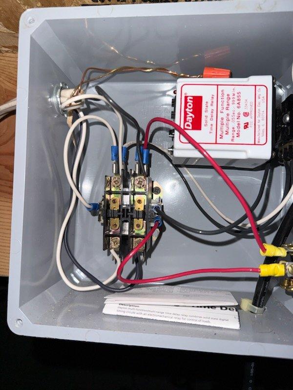 Responded to service call for dual sump pump system malfunction. Upon inspection, found submersible pump in primary sump basin operating ineffectively, creating agitation without proper water discharge. Diagnosed issue with pump impeller or intake obstruction preventing adequate fluid movement. 

Evaluated secondary deep pit external pump system with red Dayton motor unit mounted on wooden base. Confirmed pump operates correctly in manual mode but fails to activate automatically. Inspected electrical control box and identified faulty automatic float switch or control relay preventing activation during normal water level rise. Tested pressure gauge readings and verified all pipe connections, shut-off valves, and discharge lines for proper configuration.

Recommended replacement of submersible pump unit in primary basin and repair or replacement of automatic control components in external pump system. Scheduled preventive maintenance appointment to complete repairs and restore full autom