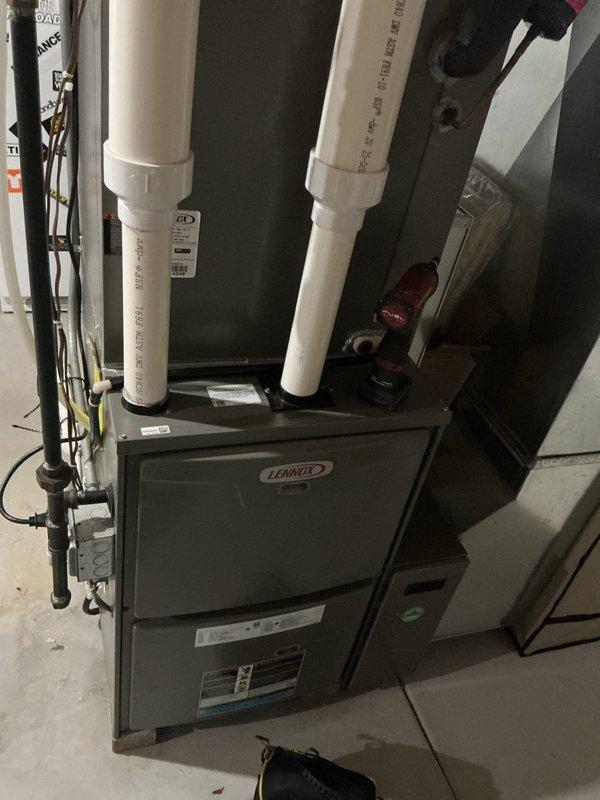 Completed comprehensive AC tune-up on residential Lennox system, including both outdoor condenser unit and indoor furnace components. Performed standard maintenance procedures including inspection of all accessible components, verification of proper operation, and system performance evaluation. Unit found to be in good operational condition with no immediate service needs identified.