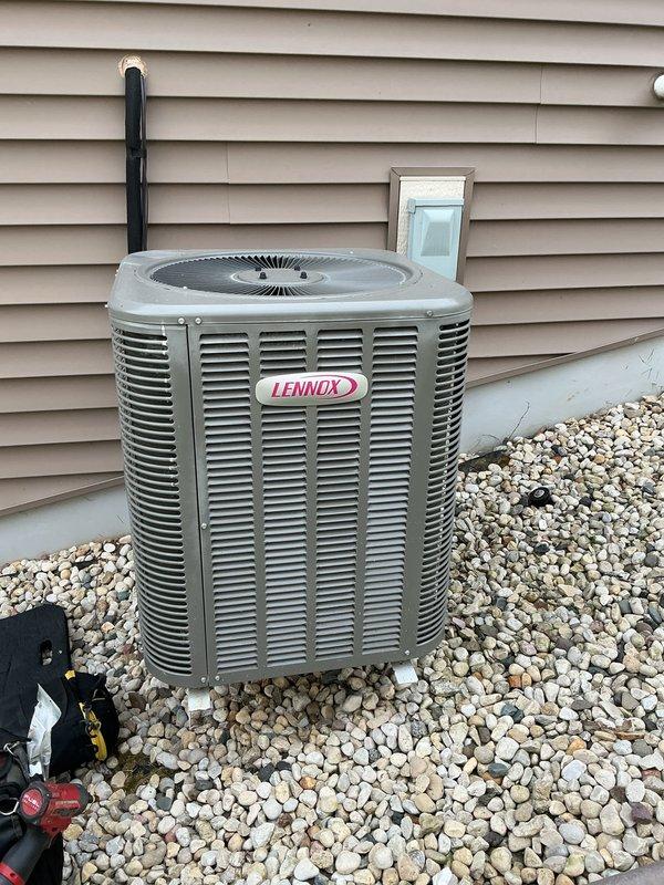 Completed comprehensive AC tune-up on residential Lennox system, including both outdoor condenser unit and indoor furnace components. Performed standard maintenance procedures including inspection of all accessible components, verification of proper operation, and system performance evaluation. Unit found to be in good operational condition with no immediate service needs identified.