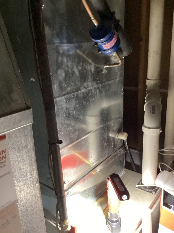 Responded to no cooling call and found system freezing over. Performed diagnostic evaluation of indoor evaporator coil and outdoor condensing unit. Connected manifold gauges to measure system pressures and temperatures. Identified cause of freeze condition, provided customer with findings and repair recommendations to restore proper cooling operation.