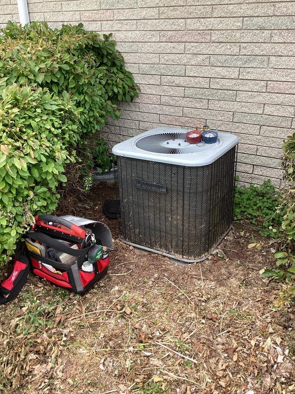 Responded to no cooling call and found system freezing over. Performed diagnostic evaluation of indoor evaporator coil and outdoor condensing unit. Connected manifold gauges to measure system pressures and temperatures. Identified cause of freeze condition, provided customer with findings and repair recommendations to restore proper cooling operation.