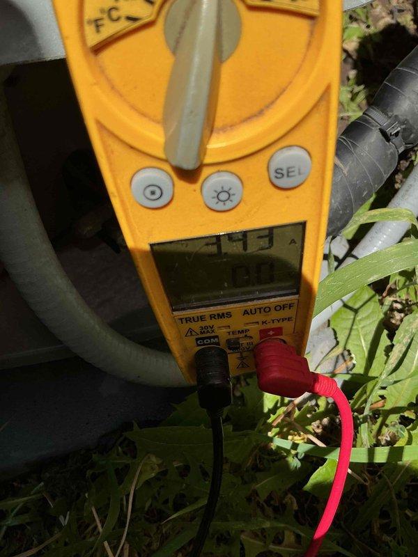 Completed scheduled cooling season maintenance visit under membership agreement. Performed comprehensive A/C tune-up including system diagnostics with digital multimeter to verify electrical components and proper voltage readings. Utilized manifold gauge set to check refrigerant pressures on both high and low sides, confirming system is operating within manufacturer specifications. Inspected condenser unit, verified all connections secure, and ensured optimal system performance for the cooling season.