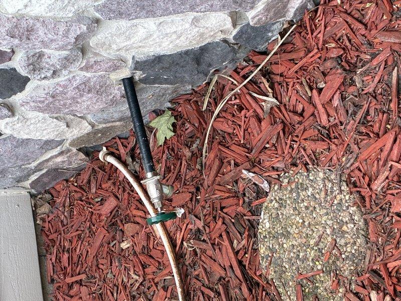 Replaced defective outdoor hose bib and associated shut-off valve due to active leaking. Installed new hose bib assembly with proper sealing and verified all connections are watertight and functioning correctly.