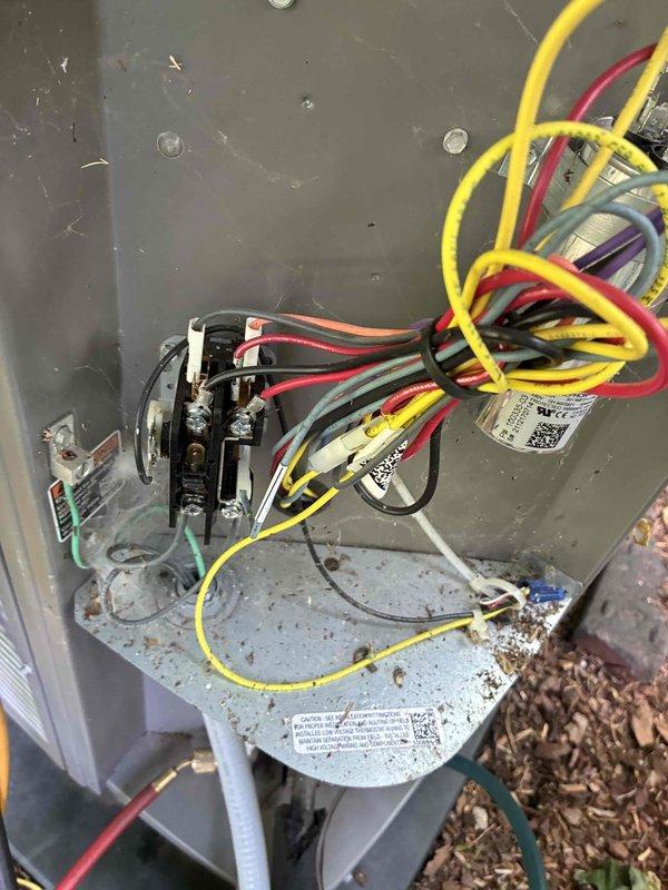Completed preventive maintenance tune-up on two HVAC systems. Inspected electrical components, contactors, and capacitors on outdoor condensing unit; verified proper wiring connections and cleaned debris from unit base. Performed system inspection on Lennox furnace in basement, checked all safety labels and operational specifications, and confirmed proper clearances around equipment.