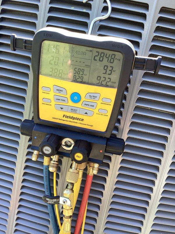 Completed comprehensive AC and furnace tune-up service, performing system diagnostics with digital manifold gauges to verify refrigerant pressures, temperatures, and overall system performance. Inspected mechanical components including copper refrigerant lines, insulated ductwork, and plumbing connections to ensure proper operation and identify any maintenance needs. Customer expressed interest in enrolling in ongoing maintenance membership program for continued system care.