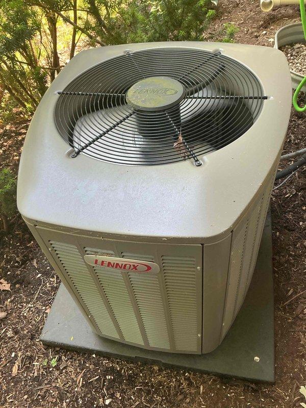 Completed routine cooling season maintenance visit on residential Lennox air conditioning system as part of membership agreement. Performed comprehensive tune-up including refrigerant pressure testing using manifold gauges, inspected outdoor condensing unit operation, verified fan assembly function, and assessed overall system performance. Unit found operating within normal parameters with no immediate service needs identified.