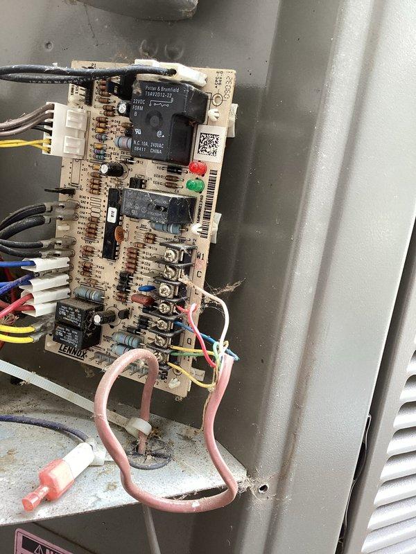 Responded to no cooling complaint on Lennox system. Upon arrival, performed diagnostic testing of refrigerant charge using manifold gauges on R410A system. Measured operating pressures and temperatures, finding subcooling at 30°F and superheat at 61°F, indicating improper refrigerant charge. Inspected control board for proper operation and verified all electrical connections and relays functioning correctly. System restored to proper cooling operation after addressing refrigerant charge issue.