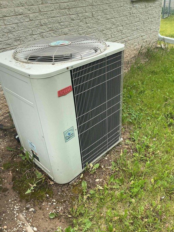 Completed prepaid annual cooling maintenance visit on residential air conditioning system. Performed comprehensive inspection of outdoor condenser unit, checked refrigerant pressures using manifold gauge set with readings within normal operating parameters, verified proper system operation, and documented equipment condition with photos. Unit operating efficiently with no issues identified.