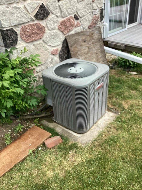 Responded to no cooling call on residential air conditioning system. Upon arrival, located outdoor condenser unit on concrete pad against exterior wall. Connected manifold gauge set to system to diagnose issue. Performed pressure testing and system evaluation to determine cause of cooling failure. Communicated findings and obtained approval to proceed with necessary repairs. System serviced and restored to proper operation.
