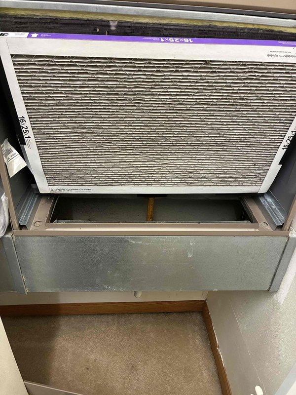 Responded to service call for MagicPak unit with reported refrigerant leak. Upon arrival, coordinated with homeowner regarding pets prior to beginning work. Inspection revealed significant corrosion and oxidation on copper refrigerant line with visible leak at connection point. Due to severity of leak and system integrity concerns, unit was shut down to prevent further refrigerant loss and potential compressor damage. Documented condition with photos showing corroded copper piping with rust patina and deteriorated coupling seal. Also noted heavily soiled air filter requiring replacement during future service. Unit remains offline pending parts procurement and repair under existing 5-year parts and 1-year labor warranty coverage.