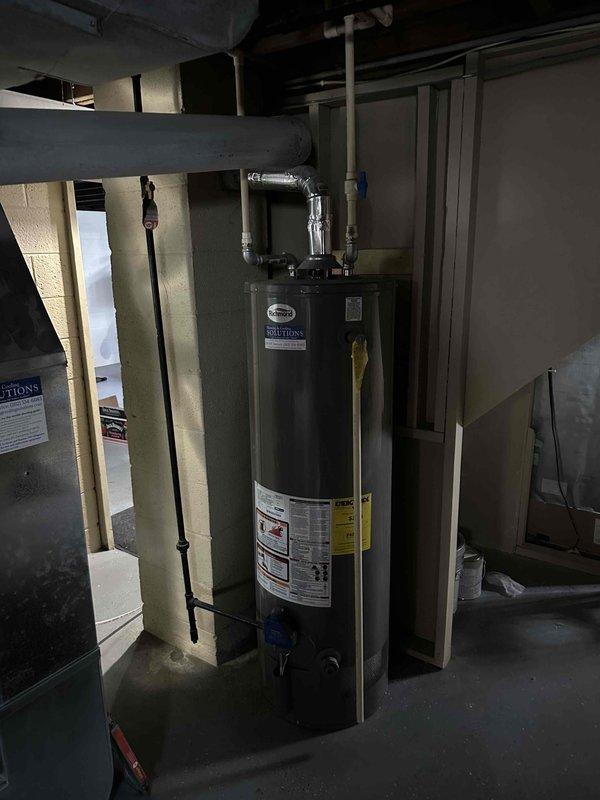 Completed estimate for replacement of natural gas furnace and air conditioning system, both over 20 years old and located in basement. Assessed existing equipment condition, measured installation space, evaluated ductwork configuration, and documented mechanical room layout to provide comprehensive replacement proposal.