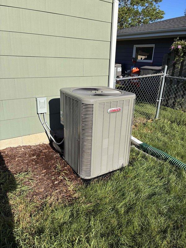Completed scheduled cooling system maintenance on residential Lennox outdoor condensing unit as part of prepaid membership program. Performed comprehensive tuneup including system inspection, cleaning, and performance verification to ensure optimal operation for the cooling season.
