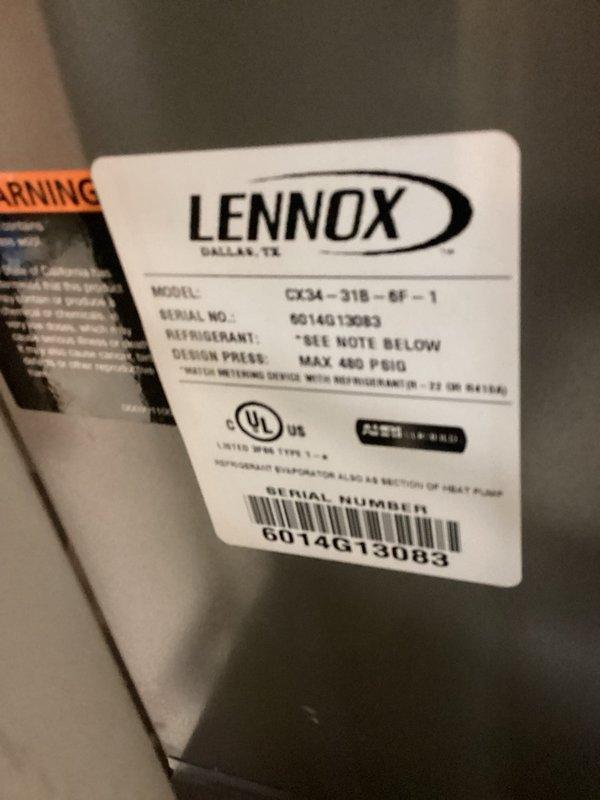 Completed routine membership cooling maintenance visit on residential HVAC system, performing full tune-up and air conditioner tune-up services on Lennox CX34-318-6F-1 unit. Inspected furnace components, verified control panel operation, checked refrigerant specifications, and ensured all system labels and safety warnings were intact and legible per manufacturer requirements.