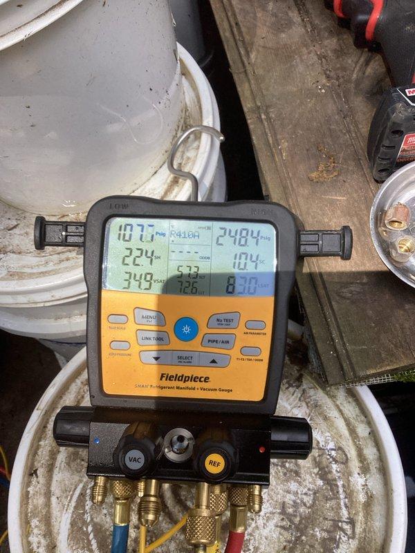 Performed routine furnace and air conditioning tune-up maintenance on residential HVAC system. Utilized diagnostic gauge manifold to measure system pressures and temperatures across multiple zones, verifying refrigerant charge levels and overall system performance. Conducted temperature differential measurements with digital thermometer to confirm proper heating and cooling output, ensuring equipment operates within manufacturer specifications.