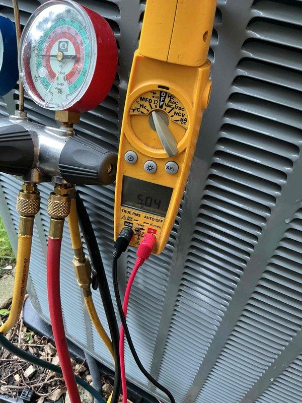 Completed routine cooling season maintenance visit per membership agreement. Performed comprehensive system inspection of outdoor condensing unit, verified electrical measurements using clamp meter showing nominal capacitor readings, and checked refrigerant pressures with manifold gauges to confirm proper system charge and operation. All components found operating within manufacturer specifications with no repairs needed at this time.