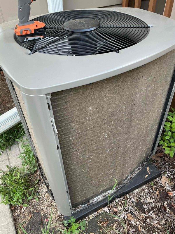 Responded to service call for AC unit producing loud buzzing noise and causing lights to dim upon startup, indicating potential electrical issues. Upon inspection, found outdoor condensing unit showing signs of weathering and dirt accumulation on exterior panels. Performed diagnostic assessment of electrical components and compressor operation to identify source of abnormal noise and voltage draw. Unit is covered under active parts and labor warranty installed earlier this year.