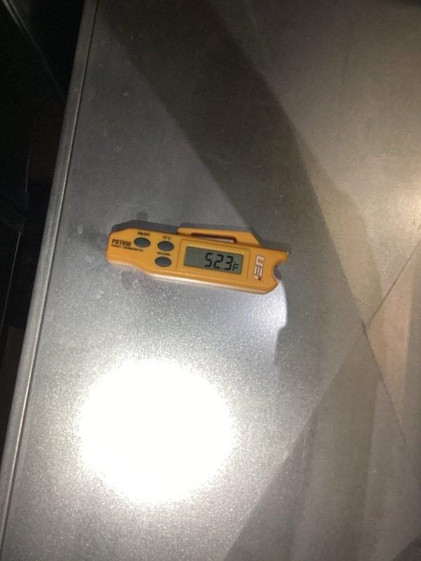 Responded to service call for A/C unit with reported refrigerant leak. Upon arrival, performed temperature diagnostics on the system, measuring supply air temperature at 52.3°F and return air temperature at 67.8°F, confirming adequate temperature differential and proper cooling operation at time of inspection. Visually inspected refrigerant lines and connections at the air handler, noting copper piping with existing insulation. System operational at time of departure, customer advised to monitor for any further issues.