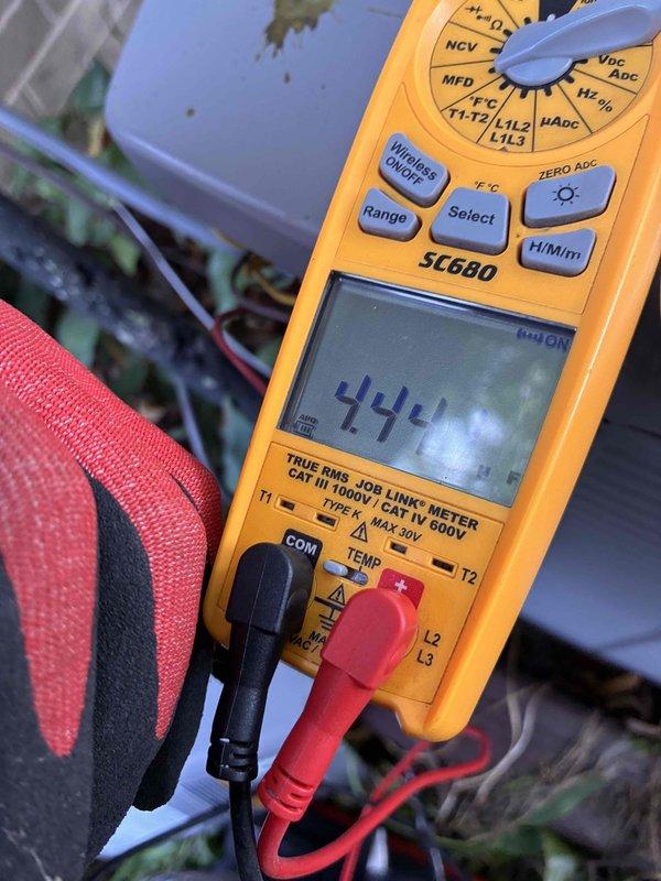 Completed preventative maintenance tune-ups on two residential air conditioning systems. Performed comprehensive system diagnostics including electrical testing with digital multimeter, verified voltage readings at 244V, inspected contactors and electrical connections within disconnect boxes, and evaluated refrigerant line integrity. All components tested within normal operating parameters and systems cleared for continued operation.