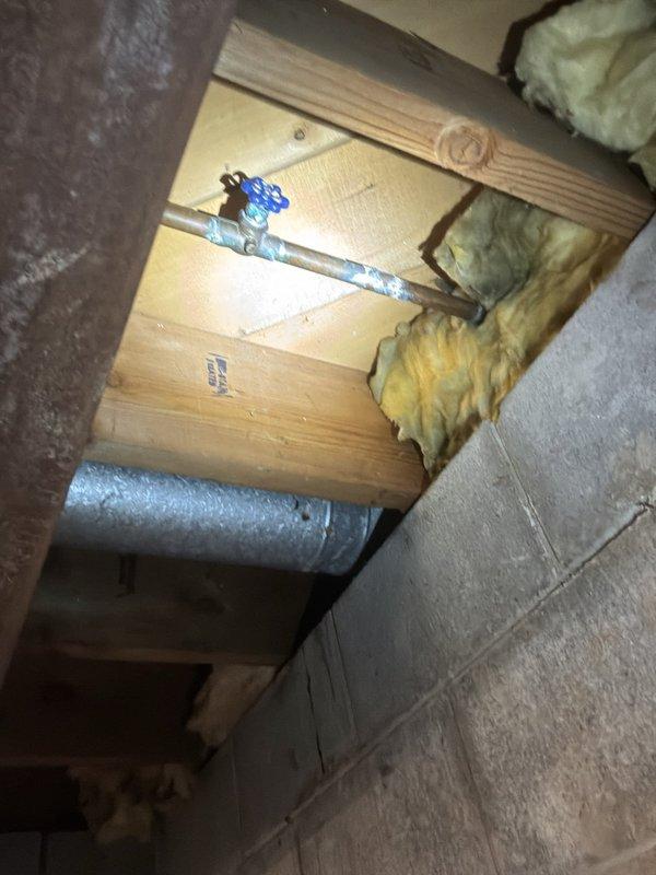 Conducted comprehensive plumbing estimate for three separate issues: sump pump evaluation in basement area with exposed joists and copper piping, replacement assessment for upstairs bathroom tub spout with chrome fixtures and diverter handle, and diagnosis of exterior hose bib leak. Documented existing conditions of all fixtures with photographic evidence for accurate material and labor quotation.