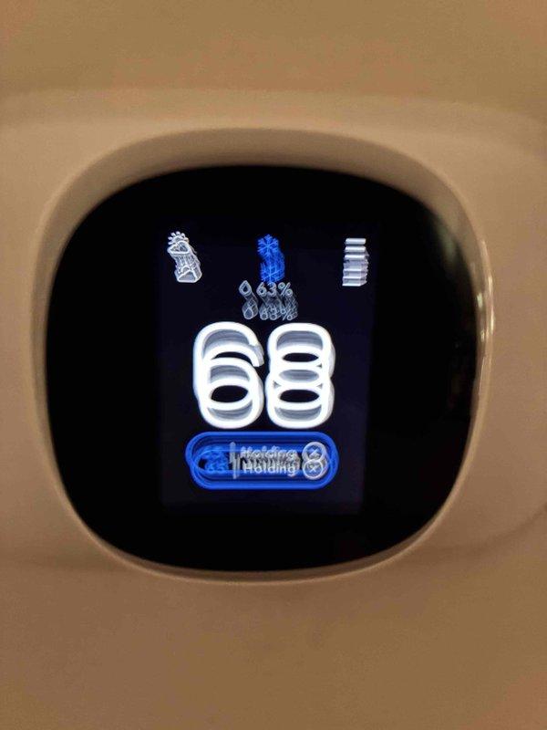 Performed warranty follow-up refrigerant pressure check and comprehensive leak test on Lennox residential air conditioning system per previous service appointment. System pressures verified within manufacturer specifications, leak test completed with no refrigerant leaks detected, and thermostat confirmed operating properly in cooling mode at 68°F setpoint.
