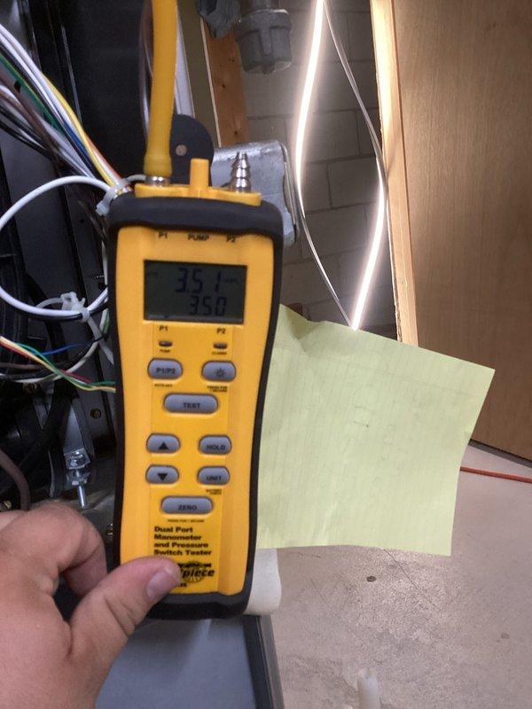 Completed comprehensive tune-up maintenance on two furnace units, performing full system diagnostics and safety inspections. Verified proper equipment leveling, tested differential pressure readings showing 35°F temperature splits, and inspected refrigerant lines and connections for integrity. Customer provided filter for unit replacement as part of scheduled preventative maintenance service.