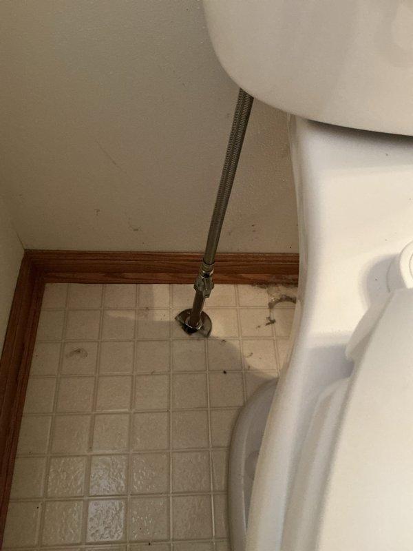 Completed installation of customer-supplied toilet after assessing alignment with existing floor flange. Successfully mounted and secured new two-piece toilet to floor, connected braided stainless steel supply line to tank, and tested for proper operation and seal. Identified leaking shut-off valve during initial inspection and brought to customer's attention for potential future service. Verified flush mechanism functionality, checked for leaks at all connection points, and confirmed stable mounting on existing tile floor.