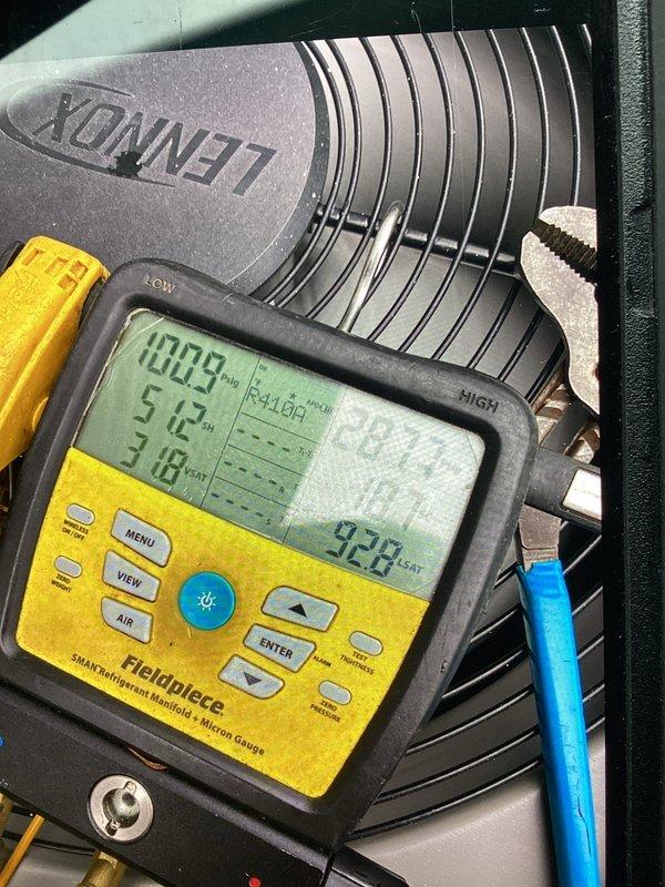 Completed furnace and air conditioning tune-up on residential Lennox HVAC system. Performed comprehensive diagnostics using digital meter to verify system temperatures and operational parameters, inspected outdoor condenser unit positioned on exterior pad, and confirmed all components operating within manufacturer specifications. Customer requested afternoon appointment due to work schedule; prior contact was made before arrival as requested.