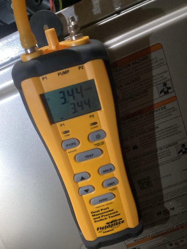 Completed comprehensive furnace tune-up and system diagnostics as part of recurring heating maintenance agreement. Performed combustion analysis using digital manometer, recording pressure readings to verify proper gas valve operation and heat exchanger performance. Inspected and leveled condensate drain line, confirming proper pitch and drainage function to prevent water backup and system shutdown.