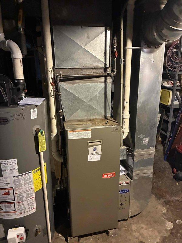 Responded to no-heat call on Bryant furnace system. Upon arrival, accessed control board compartment and performed diagnostic testing. Identified faulty control board preventing system operation. Replaced defective control board, reconnected all wiring harnesses, and verified proper electrical connections. Tested system operation through complete heating cycle. Furnace now functioning properly with all safety controls operating as designed.