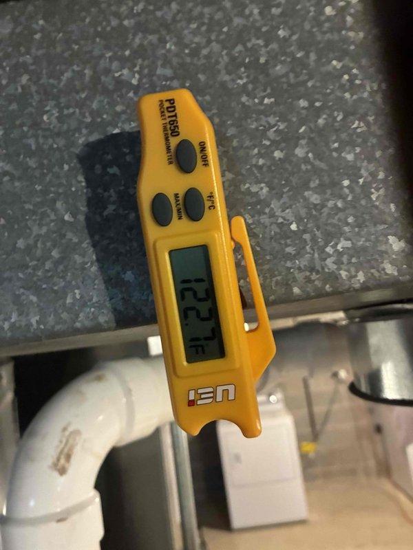 Completed scheduled tune-up maintenance on air conditioning system and fan terminal unit. Performed temperature differential measurements using calibrated digital thermometer, recording 22.8-degree reading to verify proper system operation. Inspected internal components including refrigerant lines, copper tubing, electrical connections, and mounting brackets to ensure all elements were secure and functioning within manufacturer specifications.