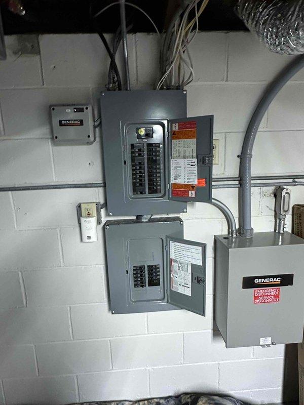 Completed on-site estimate for mini-split installation in upstairs bedroom with sloped ceilings, currently served by portable air conditioning unit. Assessed electrical infrastructure including existing main panel, subpanel, and Generac backup power system to determine capacity and connection requirements for new mini-split system.
