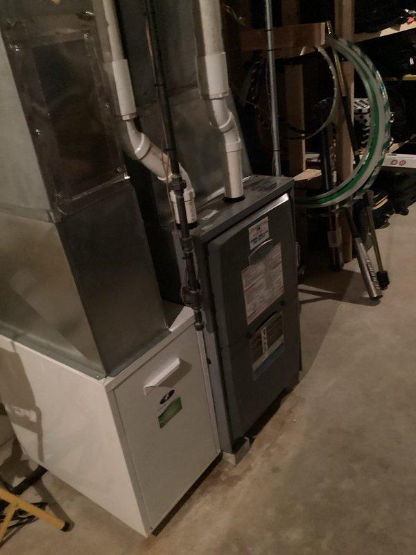 Responded to no heat call where heating mode activated cooling instead. Upon inspection, discovered thermostat wiring had been incorrectly connected, likely from previous service work. Corrected thermostat wire connections at air handler to proper terminals, verified heating and cooling operations cycled correctly, and confirmed system now functions as intended with heat call producing warm air.