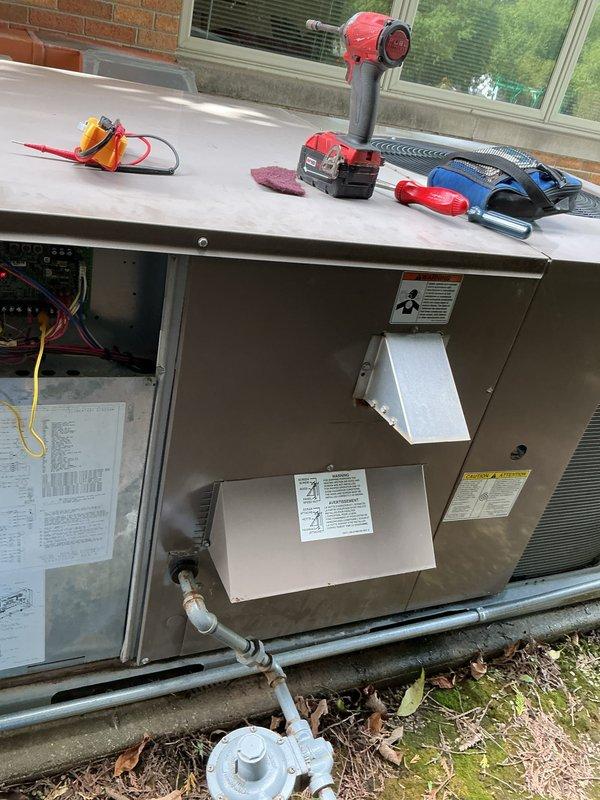 Performed comprehensive preventive maintenance on commercial HVAC system consisting of five rooftop units, two heat pump systems, and two interior air handling units. Completed full tune-up procedures on all equipment including filter inspection and replacement, electrical connection testing with multimeter, refrigerant line inspection, cleaning of condensate drains, and verification of proper airflow and system operation. All units tested and confirmed operational with no deficiencies noted.