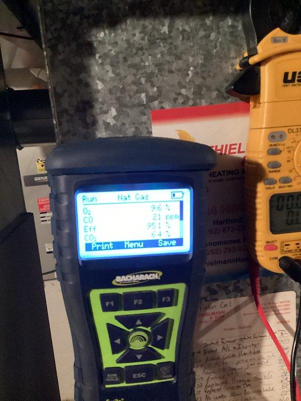Completed prepaid heating maintenance visit on residential furnace system. Performed comprehensive diagnostic testing using combustion analyzer to verify proper gas combustion efficiency, oxygen levels, and carbon monoxide output within manufacturer specifications. All readings displayed normal operating parameters. Conducted thorough visual inspection of furnace cabinet interior, including blower assembly, control board functionality, refrigerant line connections, and electrical wiring integrity. Confirmed proper operation of all system components with no issues identified.