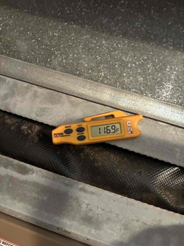Completed comprehensive tune-up service on MagicPak rooftop HVAC unit. Performed standard maintenance procedures including inspection of evaporator coils, refrigerant lines, and ductwork system, with temperature diagnostics confirming supply air temperature of 116.9°F at the plenum. All components found to be operating within normal parameters with insulation and heat exchanger coils in satisfactory condition.