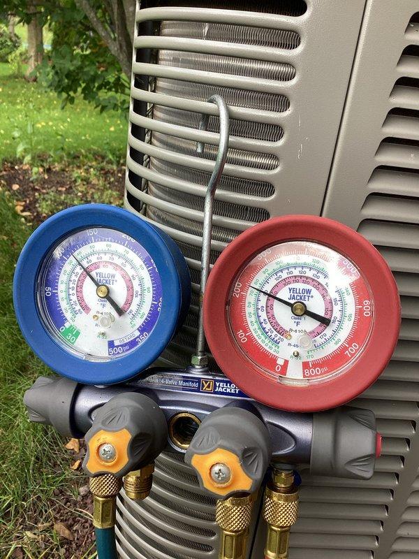 Completed comprehensive tune-up service on residential furnace and air conditioning system. Performed full system inspection of indoor heating components and outdoor condensing unit, checked refrigerant pressures using manifold gauges which indicated proper charge levels, inspected all electrical connections and mechanical components for proper operation. All systems tested and found to be functioning within manufacturer specifications.