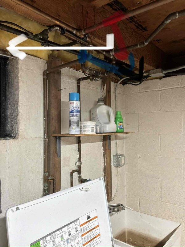 Conducted on-site plumbing estimate for relocating washing machine from basement utility area to upstairs kitchen location. Assessed existing basement plumbing infrastructure including water supply lines, drain connections, and venting requirements. Evaluated proposed upstairs installation site to determine routing path for new hot and cold water supply lines and drainage piping necessary to accommodate appliance relocation.