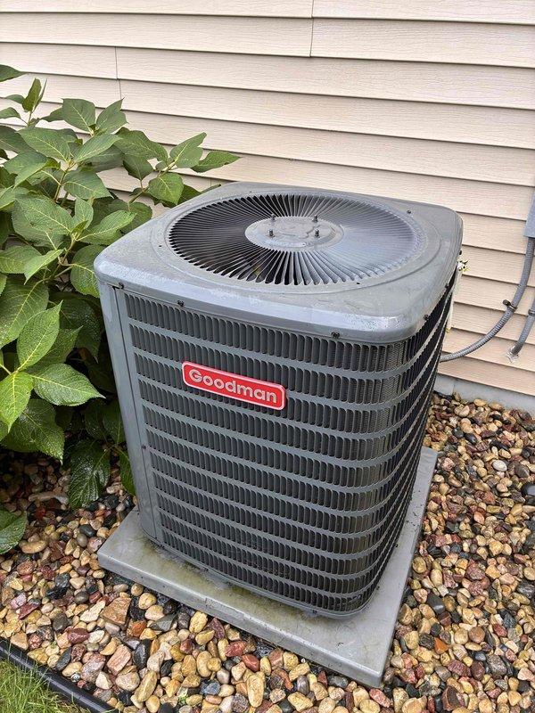 Completed preventive maintenance tune-up on Goodman brand air conditioning system. Performed standard inspection of outdoor condenser unit, verified proper operation of all components, and inspected indoor air filtration system. All equipment found to be operating within normal parameters.