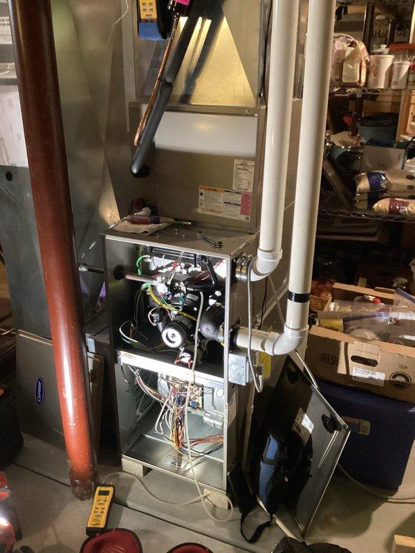 Completed furnace tune-up and safety inspection on residential gas heating system. Performed comprehensive maintenance including visual inspection of heat exchanger, burner assembly, and venting system; tested all safety controls and limit switches; checked and adjusted gas pressure; inspected blower motor and lubricated as needed; replaced air filter; verified proper drainage from condensate system; and confirmed all electrical connections were secure. Unit operating within manufacturer specifications with no deficiencies noted.