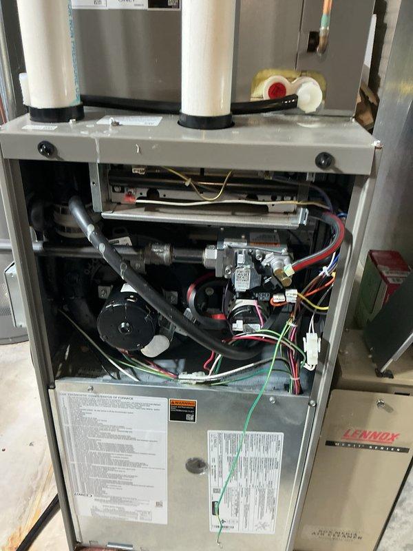 Completed comprehensive tune-up service on Lennox furnace and air conditioning system, including inspection of all major components, blower motor, gas valve assembly, combustion chamber, venting system, and electrical connections. Verified proper operation of all safety controls and documented filter size specifications for account records. System tested and confirmed operating within manufacturer specifications.