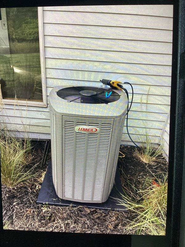 Performed comprehensive tune-up on Lennox air conditioning system and furnace. Conducted diagnostic testing of outdoor unit using digital refrigerant gauges, measuring system pressures and temperatures to verify proper refrigerant charge and system performance. All components operating within manufacturer specifications at time of inspection.