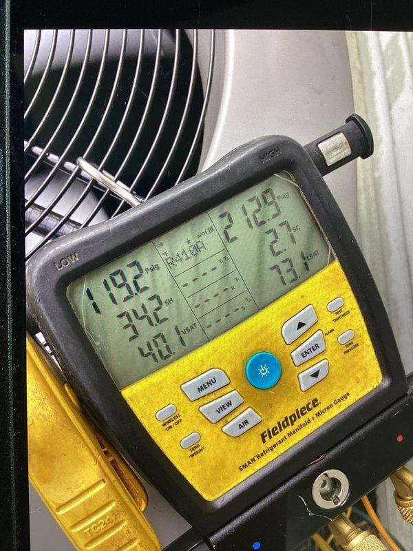 Performed comprehensive tune-up on Lennox air conditioning system and furnace. Conducted diagnostic testing of outdoor unit using digital refrigerant gauges, measuring system pressures and temperatures to verify proper refrigerant charge and system performance. All components operating within manufacturer specifications at time of inspection.